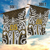 Custom Aotearoa Taranaki Garden Flag Maori Tribal Pattern Mix Poutama