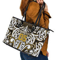 Custom Aotearoa Taranaki Leather Tote Bag Maori Tribal Pattern Mix Poutama