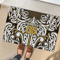 Custom Aotearoa Taranaki Rubber Doormat Maori Tribal Pattern Mix Poutama