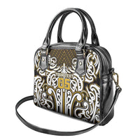 Custom Aotearoa Taranaki Shoulder Handbag Maori Tribal Pattern Mix Poutama