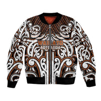 Custom Aotearoa Waikato Bomber Jacket Maori Tribal Pattern Mix Poutama