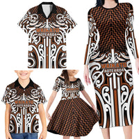 Custom Aotearoa Waikato Family Matching Long Sleeve Bodycon Dress and Hawaiian Shirt Maori Tribal Pattern Mix Poutama LT05 - Polynesian Pride