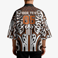 Custom Aotearoa Waikato Kimono Maori Tribal Pattern Mix Poutama