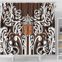 Custom Aotearoa Waikato Shower Curtain Maori Tribal Pattern Mix Poutama