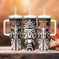 Custom Aotearoa Waikato Tumbler With Handle Maori Tribal Pattern Mix Poutama