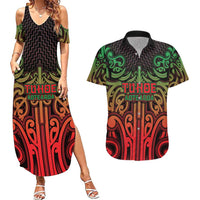 Custom Aotearoa Tuhoe Couples Matching Summer Maxi Dress and Hawaiian Shirt Maori Tribal Pattern Mix Poutama