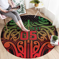 Custom Aotearoa Tuhoe Round Carpet Maori Tribal Pattern Mix Poutama