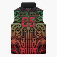 Custom Aotearoa Tuhoe Sleeveless Puffer Jacket Maori Tribal Pattern Mix Poutama