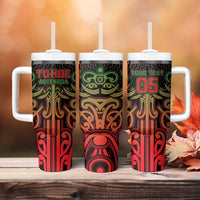 Custom Aotearoa Tuhoe Tumbler With Handle Maori Tribal Pattern Mix Poutama
