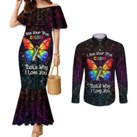 I See Your True Colors Personalised Couples Matching Mermaid Dress and Long Sleeve Button Shirt Autism Awareness