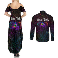 I See Your True Colors Personalised Couples Matching Summer Maxi Dress and Long Sleeve Button Shirt Autism Awareness LT05 - Polynesian Pride