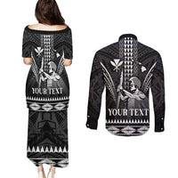 Personalised Hawaii Happy King Kamehameha Day Couples Matching Puletasi and Long Sleeve Button Shirt Kakau Pattern LT05 - Polynesian Pride