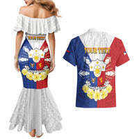 Personalised Philippines Independence Day Couples Matching Mermaid Dress and Hawaiian Shirt Maligayang Araw ng Kalayaan Filipino Carabao LT05 - Polynesian Pride