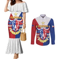 Personalised Philippines Independence Day Couples Matching Mermaid Dress and Long Sleeve Button Shirt Maligayang Araw ng Kalayaan Filipino Carabao LT05 Red - Polynesian Pride