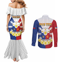 Personalised Philippines Independence Day Couples Matching Mermaid Dress and Long Sleeve Button Shirt Maligayang Araw ng Kalayaan Filipino Carabao LT05 - Polynesian Pride