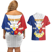 Personalised Philippines Independence Day Couples Matching Off Shoulder Short Dress and Hawaiian Shirt Maligayang Araw ng Kalayaan Filipino Carabao LT05 - Polynesian Pride