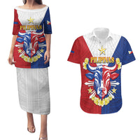 Personalised Philippines Independence Day Couples Matching Puletasi and Hawaiian Shirt Maligayang Araw ng Kalayaan Filipino Carabao LT05 Red - Polynesian Pride