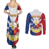 Personalised Philippines Independence Day Couples Matching Summer Maxi Dress and Long Sleeve Button Shirt Maligayang Araw ng Kalayaan Filipino Carabao LT05 - Polynesian Pride