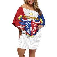 Personalised Philippines Independence Day Off Shoulder Short Dress Maligayang Araw ng Kalayaan Filipino Carabao LT05 Women Red - Polynesian Pride