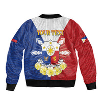 Personalised Philippines Independence Day Sleeve Zip Bomber Jacket Maligayang Araw ng Kalayaan Filipino Carabao