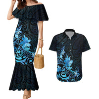Matariki New Zealand Couples Matching Mermaid Dress and Hawaiian Shirt Maori Pattern Blue Galaxy LT05 Blue - Polynesian Pride