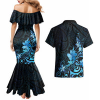 Matariki New Zealand Couples Matching Mermaid Dress and Hawaiian Shirt Maori Pattern Blue Galaxy LT05 - Polynesian Pride