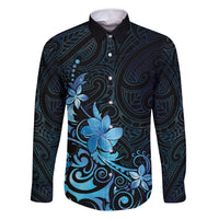 Matariki New Zealand Family Matching Mermaid Dress and Hawaiian Shirt Maori Pattern Blue Galaxy LT05 Dad's Shirt - Long Sleeve Blue - Polynesian Pride