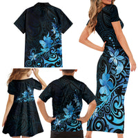 Matariki New Zealand Family Matching Short Sleeve Bodycon Dress and Hawaiian Shirt Maori Pattern Blue Galaxy LT05 - Polynesian Pride