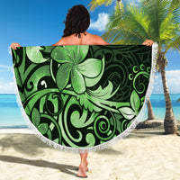 Matariki New Zealand Beach Blanket Maori Pattern Green Galaxy