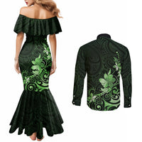 Matariki New Zealand Couples Matching Mermaid Dress and Long Sleeve Button Shirt Maori Pattern Green Galaxy LT05 - Polynesian Pride