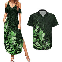Matariki New Zealand Couples Matching Summer Maxi Dress and Hawaiian Shirt Maori Pattern Green Galaxy LT05 Green - Polynesian Pride