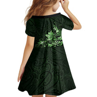 Matariki New Zealand Family Matching Off Shoulder Maxi Dress and Hawaiian Shirt Maori Pattern Green Galaxy LT05 - Polynesian Pride