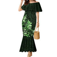 Matariki New Zealand Mermaid Dress Maori Pattern Green Galaxy LT05 Women Green - Polynesian Pride