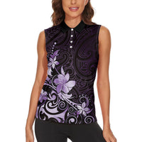 Matariki New Zealand Women Sleeveless Polo Shirt Maori Pattern Purple Galaxy