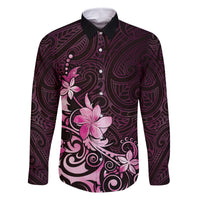 Matariki New Zealand Family Matching Mermaid Dress and Hawaiian Shirt Maori Pattern Pink Galaxy LT05 Dad's Shirt - Long Sleeve Pink - Polynesian Pride