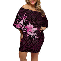 Matariki New Zealand Off Shoulder Short Dress Maori Pattern Pink Galaxy LT05 Women Pink - Polynesian Pride