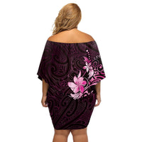 Matariki New Zealand Off Shoulder Short Dress Maori Pattern Pink Galaxy LT05 - Polynesian Pride