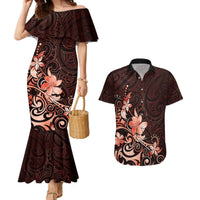 Matariki New Zealand Couples Matching Mermaid Dress and Hawaiian Shirt Maori Pattern Red Galaxy LT05 Red - Polynesian Pride