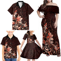 Matariki New Zealand Family Matching Off Shoulder Maxi Dress and Hawaiian Shirt Maori Pattern Red Galaxy LT05 - Polynesian Pride
