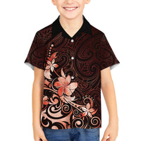 Matariki New Zealand Family Matching Short Sleeve Bodycon Dress and Hawaiian Shirt Maori Pattern Red Galaxy LT05 Son's Shirt Red - Polynesian Pride