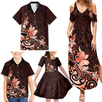 Matariki New Zealand Family Matching Summer Maxi Dress and Hawaiian Shirt Maori Pattern Red Galaxy LT05 - Polynesian Pride