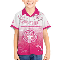 Personalized Sakura Marianas Family Matching Puletasi and Hawaiian Shirt CNMI Seal