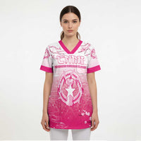 Personalized Sakura Marianas Scrub Top CNMI Seal - Polynesian Pride
