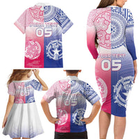 Custom Northern Mariana Islands And Japan Together Family Matching Long Sleeve Bodycon Dress and Hawaiian Shirt