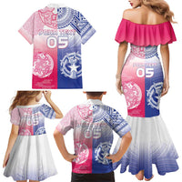 Custom Northern Mariana Islands And Japan Together Family Matching Mermaid Dress and Hawaiian Shirt