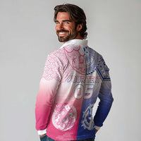 Custom Northern Mariana Islands And Japan Together Long Sleeve Polo Shirt