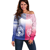 Custom Northern Mariana Islands And Japan Together Off Shoulder Sweater