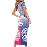 Custom Northern Mariana Islands And Japan Together Short Sleeve Bodycon Dress