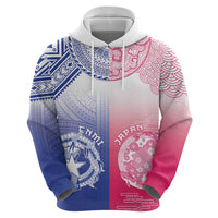 Custom Northern Mariana Islands And Japan Together Zip Hoodie