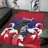 Guam Blue Marlin Fishing Area Rug Polynesian Style LT05 Red - Polynesian Pride